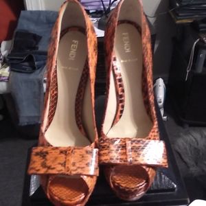 Shoes orange and black snakeskin Fendi shoes